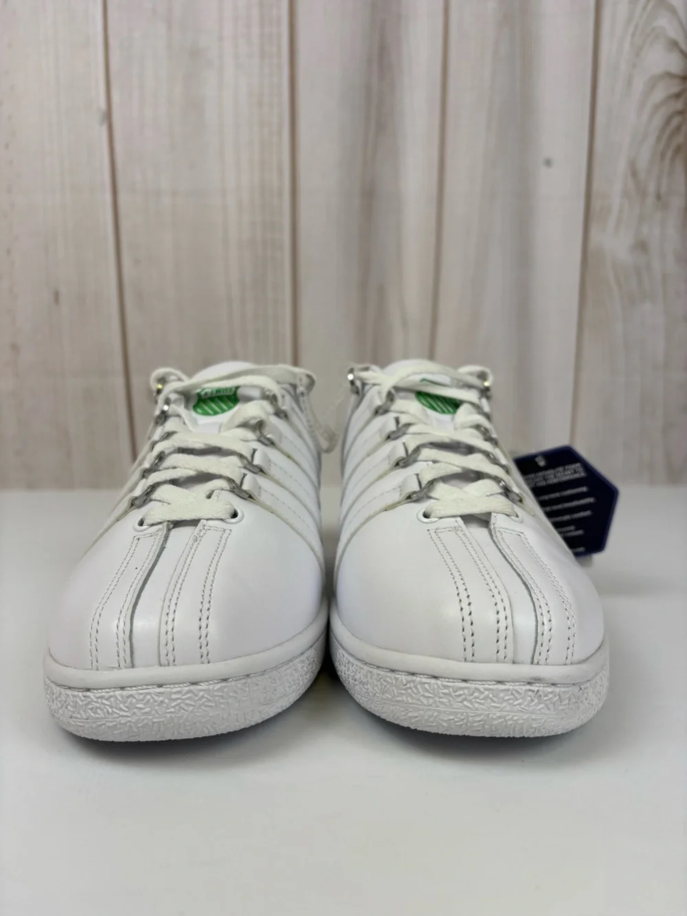 K-Swiss Classic VN Leather Sneakers Low Profile Iconic White Green Mens Size 9.5